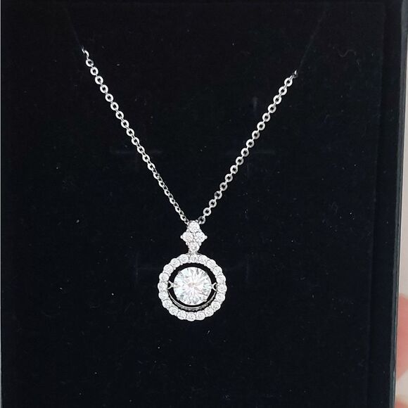 1 Carat Dancing Moissanite Sterling Silver Necklace - Picture 5 of 8